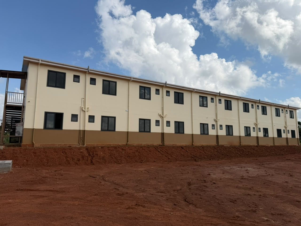 Engineers' dormitory: completed two-storey block
