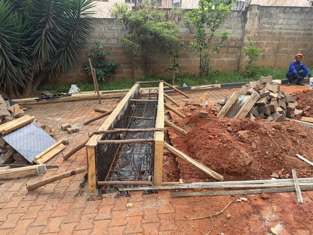 Formwork complete: reinforced, lined and braced, ready for concrete